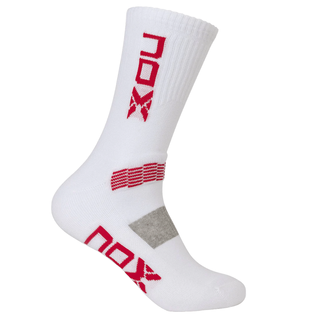 1 paire de chaussettes de sport de padel NOX Blanc / Rouge - HOMME