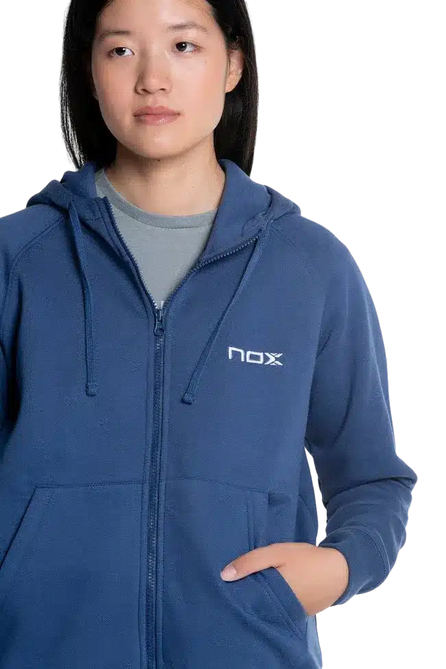 Veste de sport de padel NOX BASIC avec zip et capuche - Femme CASUAL - Bleu Marine – Image 6