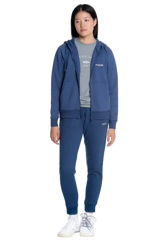 Veste de sport de padel NOX BASIC avec zip et capuche - Femme CASUAL - Bleu Marine – Image 5